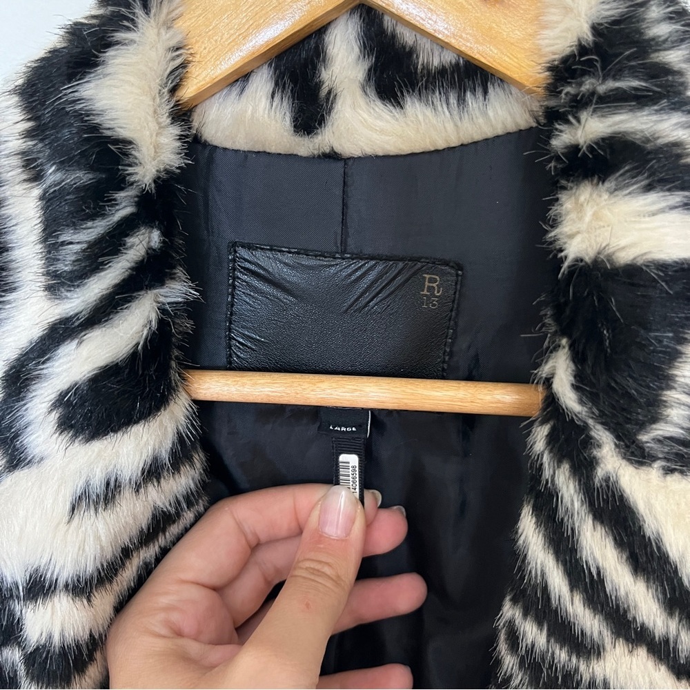 R13 Black and White Zebra Teddy Jacket - Picture 8 of 11
